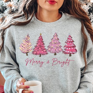 Merry and Bright Sweatshirt, Christmas Sweatshirt, Family Christmas Sweatshirt, Christmas Sweatshirts for Women, Merry Christmas Sweatshirt SWEATSHIRT -Gray