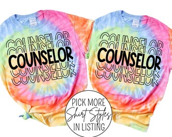 Tie Dye Counselor Shirt, Back to School Unisex Cotton Tee