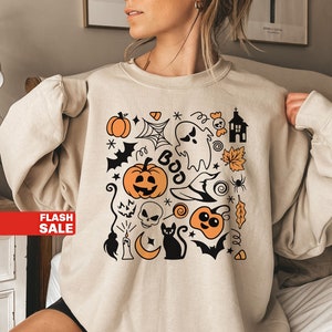 Halloween Crewneck Sweatshirt Vintage, Halloween Sweater, Retro Halloween T Shirt for Women