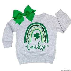 Toddler St Patricks Day Shirt Rainbow, Girls St Patricks Day Sweatshirt for Kids, Shamrock Lucky Shirt, Four Leaf Clover Tee
