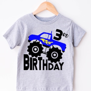 Monster Truck 3rd Birthday Shirt Boy, Third Birthday Shirt, Three T Shirt, Boys 3 T-Shirt, Boy Birthday Tee