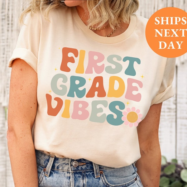 Camisas retro para maestros, regalos para maestros para el regalo de agradecimiento al maestro último día de clases Boho Hippy Vintage camisa para maestros de primer grado primer día