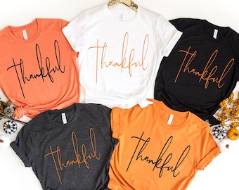 Thankful Thanksgiving Shirt- Cute Fall Tshirts for Women, Thanksgiving shirt Thankful Shirt plus size tops and tees