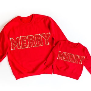 Merry Christmas Sweatshirt, Baby Christmas Outfit Toddler Girl Christmas Shirts Kids Mommy and Me Outfits Ugly Christmas Sweater Holiday