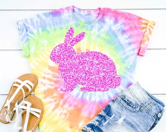 Glitter Easter Bunny TShirt for Women and Girls, Easter Egg Hunt Tee, Teacher Easter Tshirt Toddler Girl - Plus Size, Easter Gift for Her