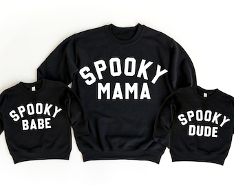 Mommy and Me Halloween Sweatshirts, Mother Son Matching Halloween Shirts Mother Daughter Halloween Family Matching Mom Daughter Spooky Mama