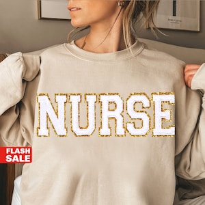 NURSE Sweatshirt Embroidered, Nurse Shirt Custom Nurse Gift Personalized Nursing School Graduation Gifts for Nurse Mothers Day Gift