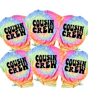 Cousin Crew Shirts Retro Tie Dye, Big Cousin TShirt Matching Cousin TShirts New to the Crew Tie Dye Cousins Beach Vacation T Shirts