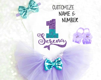 Mermaid first birthday shirt Clearance