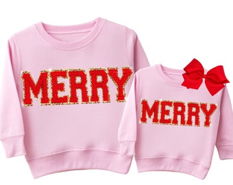 Merry Christmas Sweatshirt, Baby Christmas Outfit Toddler Girl