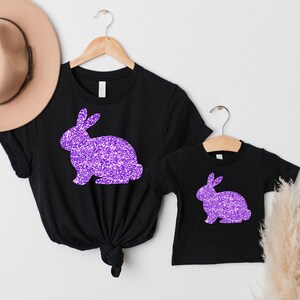 Glitter EASTER BUNNY Shirt - Womens Easter Shirt - Cute Easter Sweatshirt Easter Bunny Tee for Women, Easter hoodie, PURPLE Bunny TEE