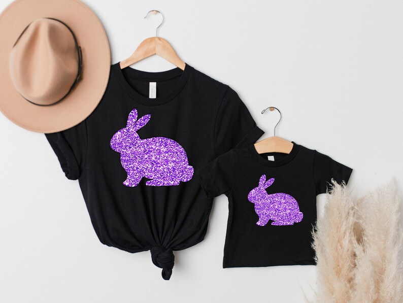 Glitter EASTER BUNNY Shirt - Womens Easter Shirt - Cute Easter Sweatshirt Easter Bunny Tee for Women, Easter hoodie, PURPLE Bunny TEE