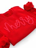 Embossed Christmas Sweatshirt, Christmas Shirts, Merry Christmas Crewneck, Cute Winter Sweater Unique Holiday Gift Merry Sweatshirt Puff