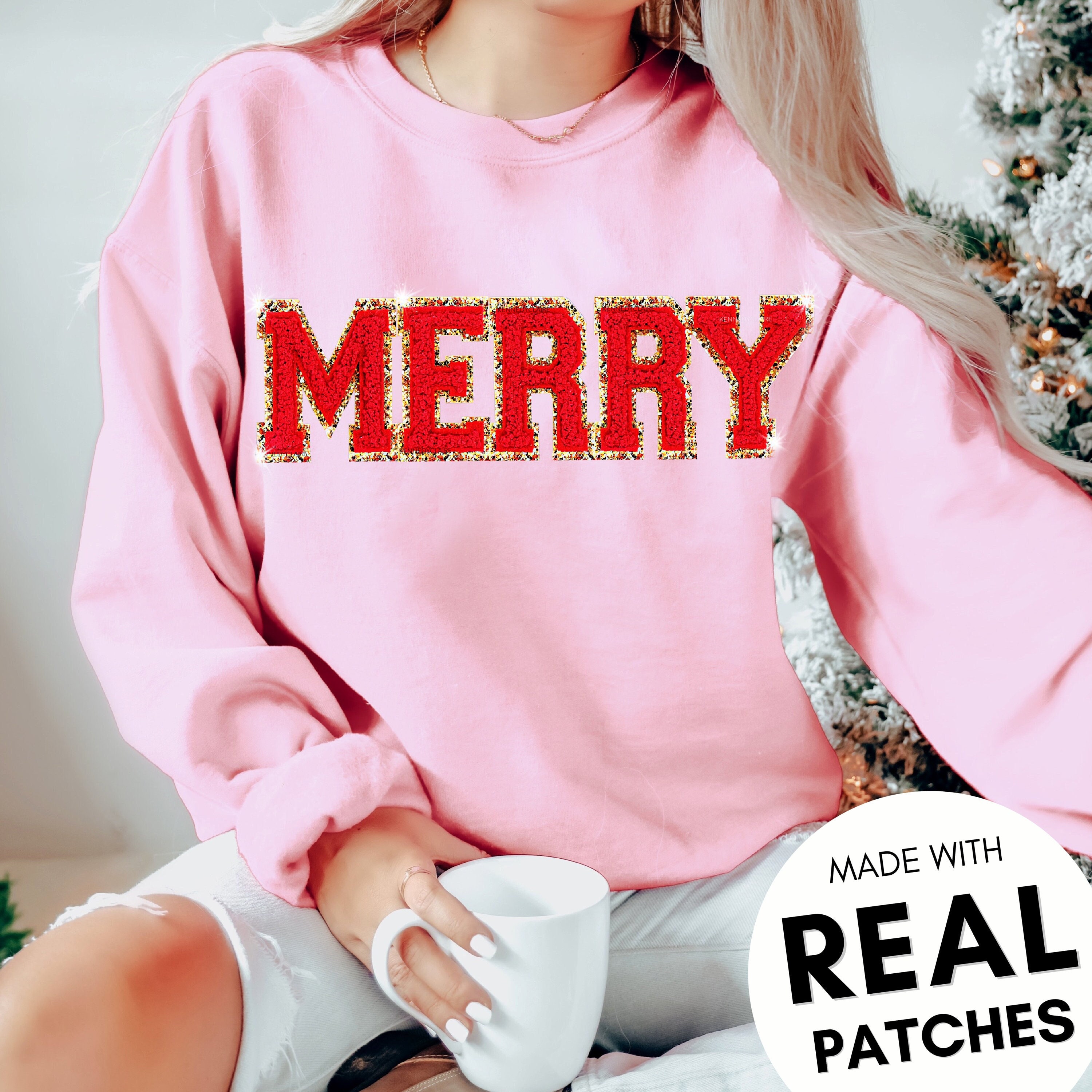 Chenille Patch Christmas Sweatshirt Merry Christmas Sweater - Etsy Israel
