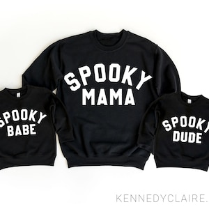Spooky Mama Sweatshirt, tenues d'Halloween maman et moi, Halloween Family Matching Sibling image 4