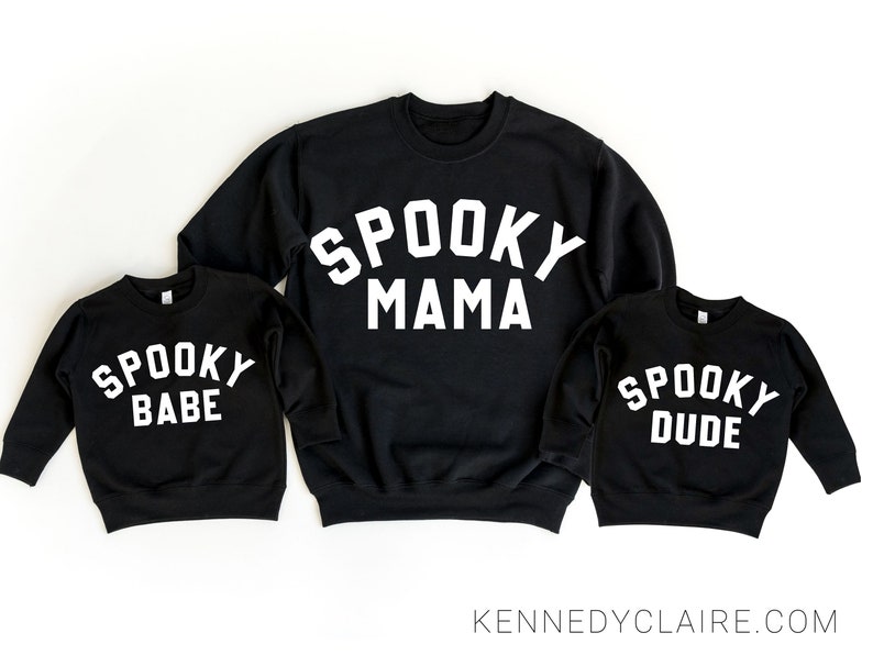 Spooky Mama Sweatshirt, Halloween Mommy and Me Outfits, Halloween Family Matching Sibling image 4