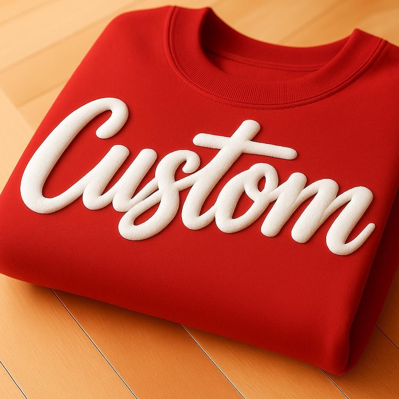 Custom Name Puff Vinyl Script Crewneck Sweatshirt Unisex Personalized Pullover Team Name Group Order baseball mom image 16