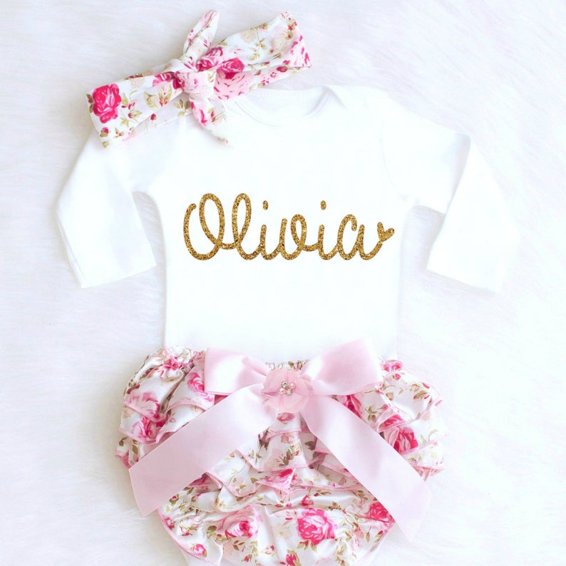 Newborn Girl Outfits Personalized Baby Girl Coming Home Etsy