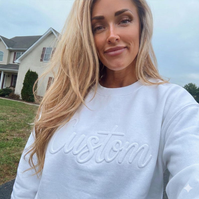 Custom Name Puff Vinyl Script Crewneck Sweatshirt Unisex Personalized Pullover Team Name Group Order baseball mom image 15