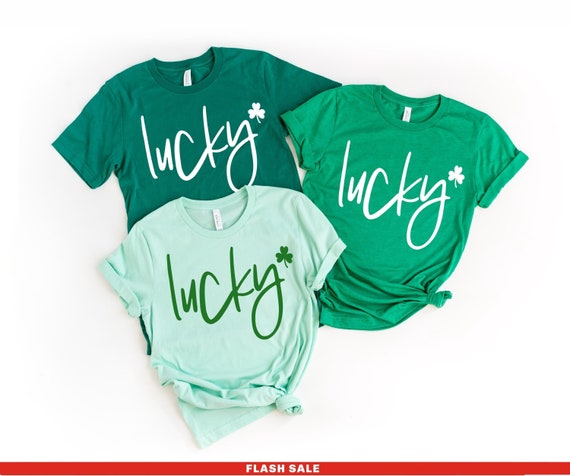 LUCKY Shirt St Patricks Day Shirt Women Saint Patricks Day Shirts Cute St Paddys Day Shirt St Patrick Day Shirt four leaf clover shirt green
