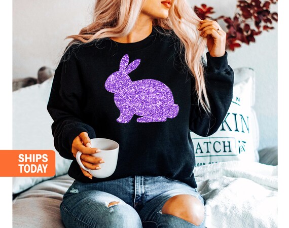 Glitter EASTER BUNNY Shirt Womens 