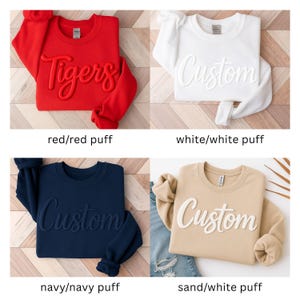 Custom Name Puff Vinyl Script Crewneck Sweatshirt Unisex Personalized Pullover Team Name Group Order baseball mom image 10