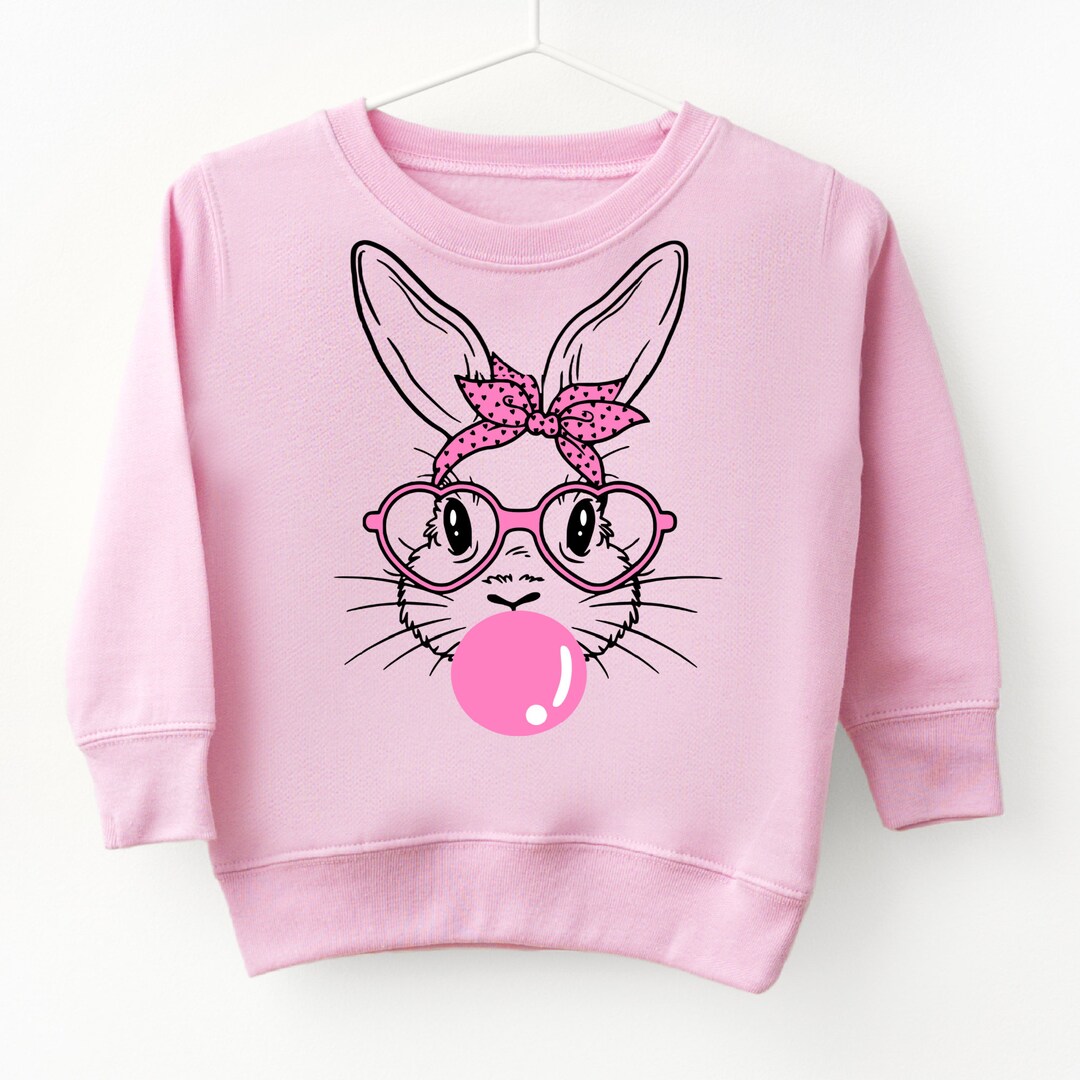Girls Easter Bunny Shirt Glasses, Kids Easter Shirts for Toddlers and
