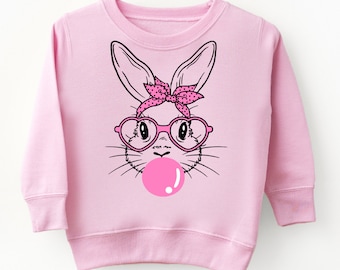 Girls Easter Bunny Shirt Glasses, Kids Easter Shirts for Toddlers and Infants, Funny Easter Egg Sweatshirt for Toddler Girl and Infants