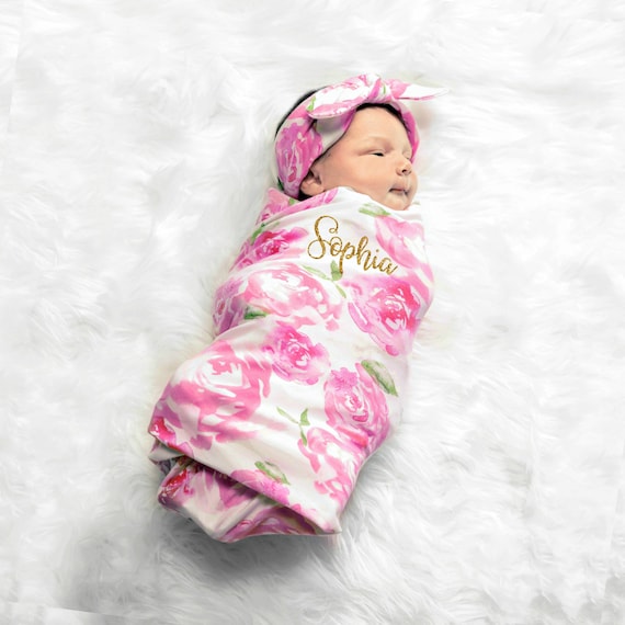 etsy personalized swaddle blanket