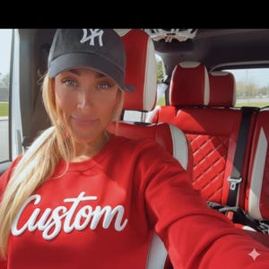 Custom Name Puff Vinyl Script Crewneck Sweatshirt Unisex Personalized Pullover Team Name Group Order baseball mom image 2