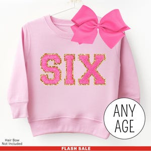 6th Birthday Shirt Girl, SIX Sweatshirt, 5th Birthday Girl Shirt 7th Birthday Outfit, Five Sweater CUSTOM valentines day Girls Winter