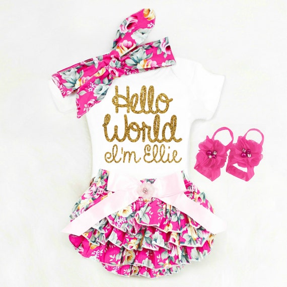 hello world newborn girl outfit