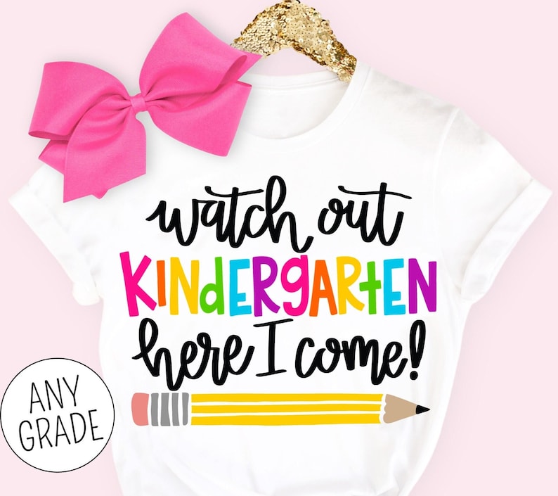 First Day of Kindergarten Shirt, Back to School Shirt, 1st Day of School Preschool Graduation Shirt Girl, First Grade image 1