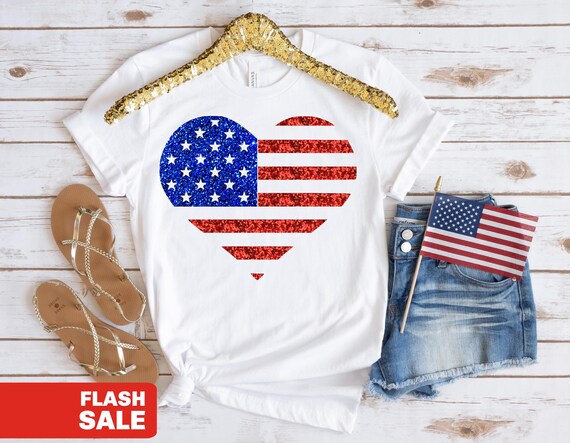 Glitter 4th of July Shirt for Women, USA Shirt, Fourth of July Shirt American Flag Tshirt, Patriotic Mommy and Me Outfits Toddler Tee