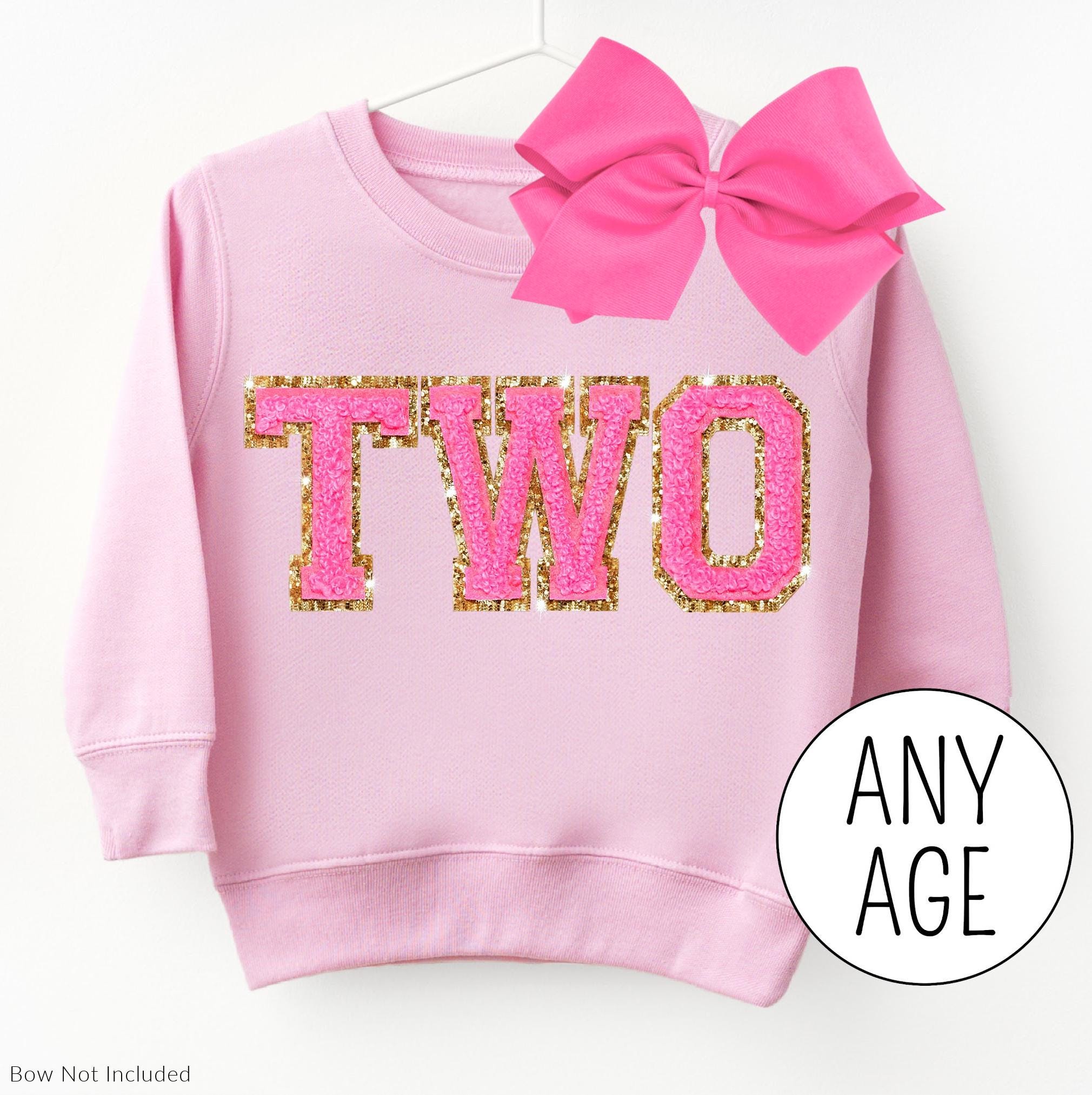 Second Birthday Girl Chenille TWO Patch Sweatshirt