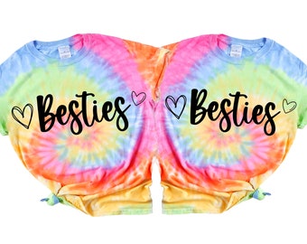 Besties Shirts for Girls Matching Shirts Best Friend Tshirts Mommy and Me Outfits Mom and Daughter Besty Best Friends Tie Dye Shirt BFF