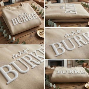 Custom EMBOSSED Future Mrs Sweatshirt, Personalized Mrs Sweatshirt, Bride To Be Gift, Engagement Gift Bridal Shower Gift New Mrs Sweatshirt image 11