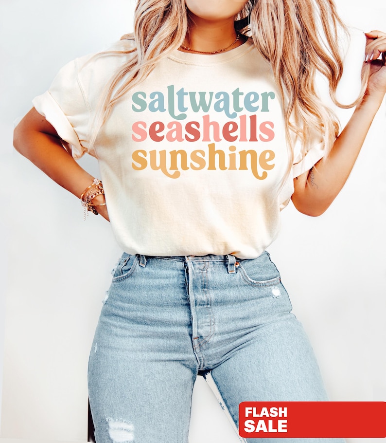 Saltwater Seashells Sunshine Shirt, Summer Shirt, Beach Shirt, Salty Seashells T Shirt Sunshine TShirt Summer Trip Shirt Vacation Vacay