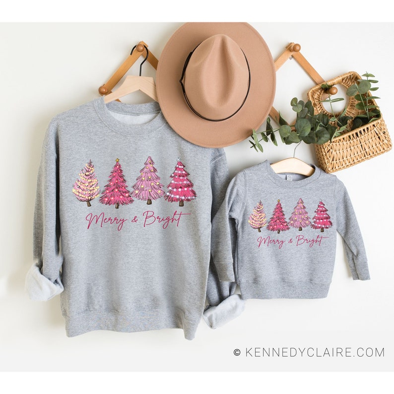 Merry and Bright Sweatshirt, Christmas Sweatshirt, Family Christmas Sweatshirt, Christmas Sweatshirts for Women, Merry Christmas Sweatshirt image 4