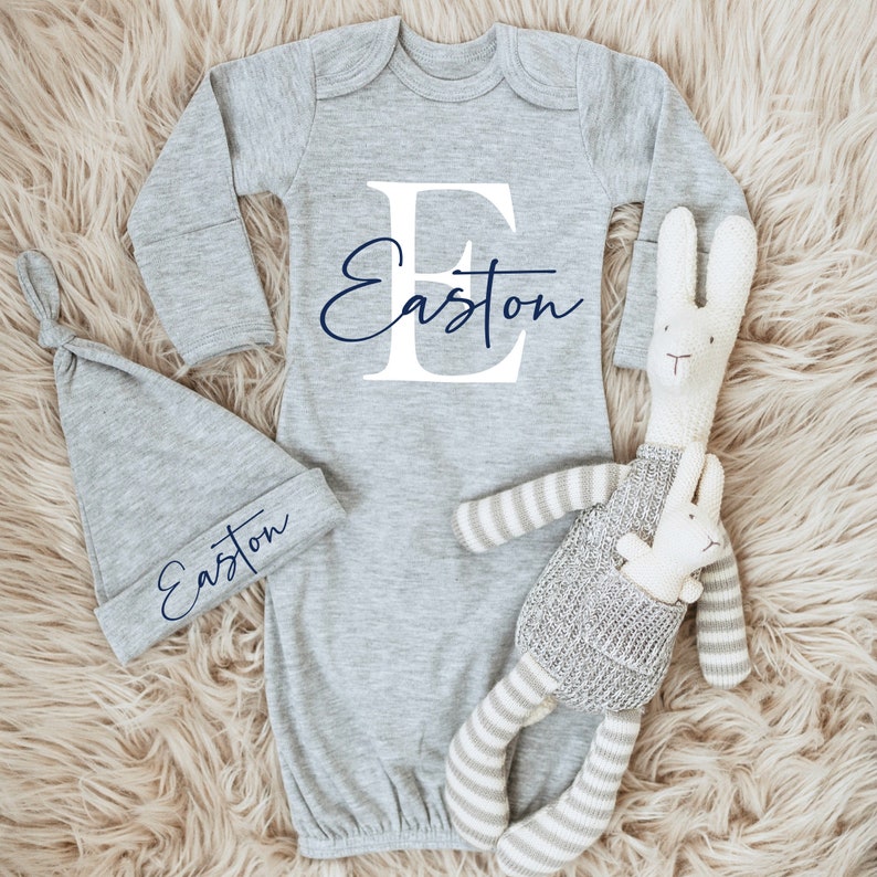 Baby Boy Coming Home Outfit Personalized Newborn Boy Clothes Baby Shower Gift Boy Take Home Outfit Baby Boy Hat Baby Boy Gift Monogrammed 