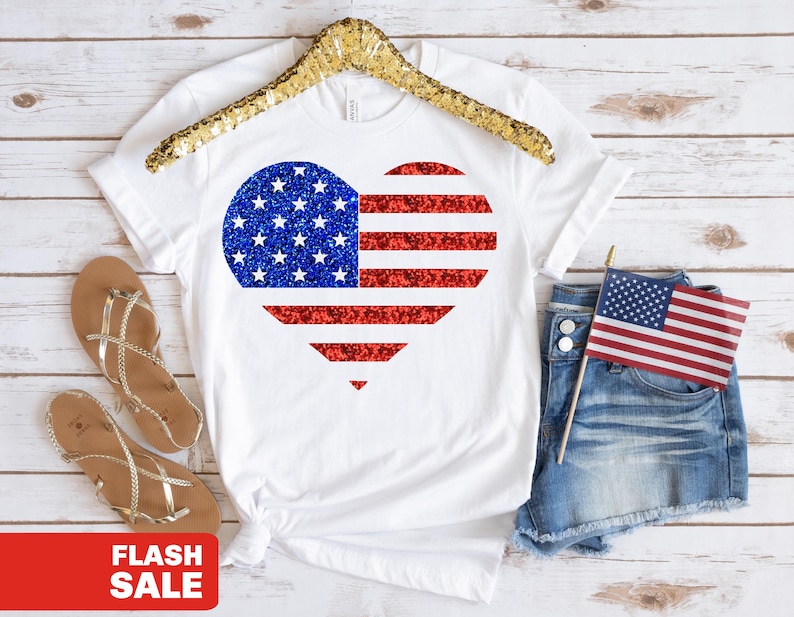 Glitter 4th of July Shirt for Women, USA Shirt, Fourth of July Shirt American Flag Tshirt, Patriotic Mommy and Me Outfits Toddler Tee