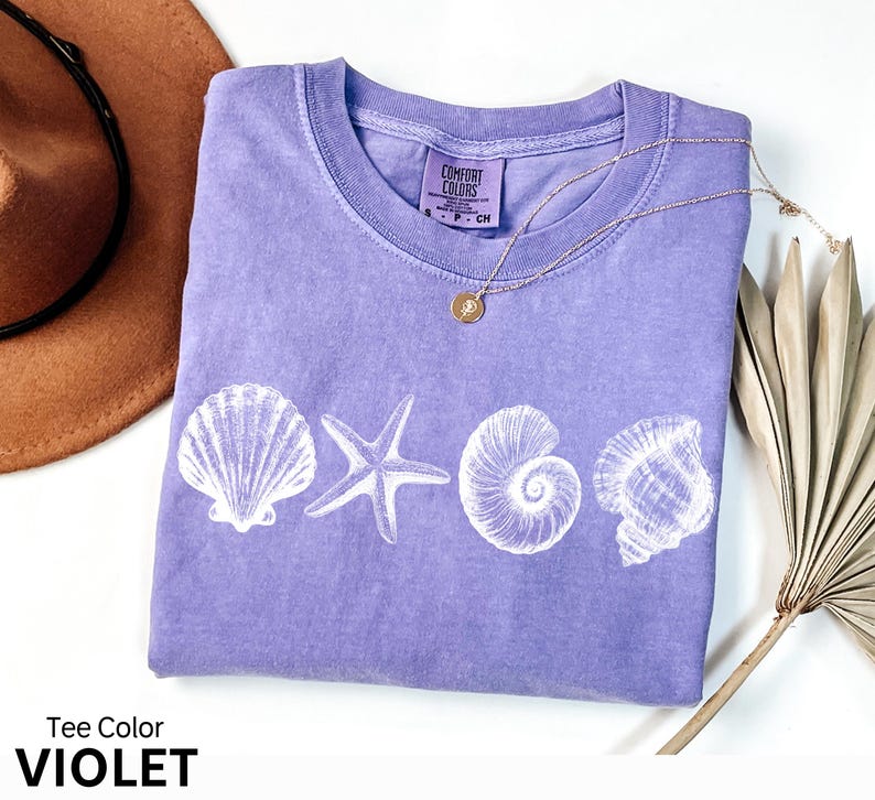Shell Style Shirt Comfort Colors® Sea Shells 90s Vintage Style Tshirt, Retro Y2k Ocean ...