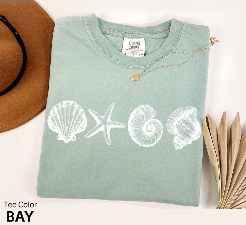 Shell Style Shirt Comfort Colors® Sea Shells 90s Vintage Style Tshirt, Retro Y2k Ocean ...