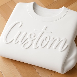 Custom Name Puff Vinyl Script Crewneck Sweatshirt Unisex Personalized Pullover Team Name Group Order baseball mom image 14