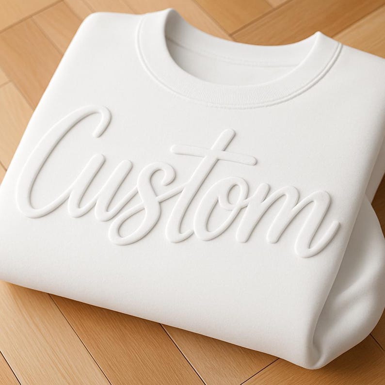 Custom Name Puff Vinyl Script Crewneck Sweatshirt Unisex Personalized Pullover Team Name Group Order baseball mom image 14