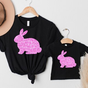 Glitter EASTER BUNNY Shirt - Womens Easter Shirt - Cute Easter Sweatshirt Easter Bunny Tee for Women, Easter hoodie, PINK Bunny TEE