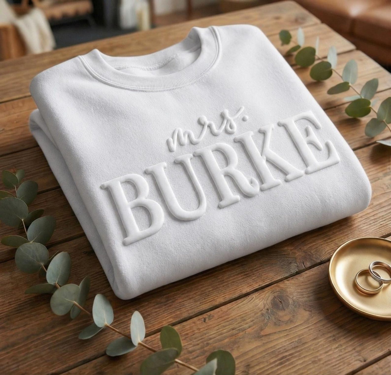 Personalized Future Mrs Sweatshirt, Custom Embroidered Bride Gift, Newlywed Crewneck, Wedding Day Sweater - Medium (Unisex), White (shown)