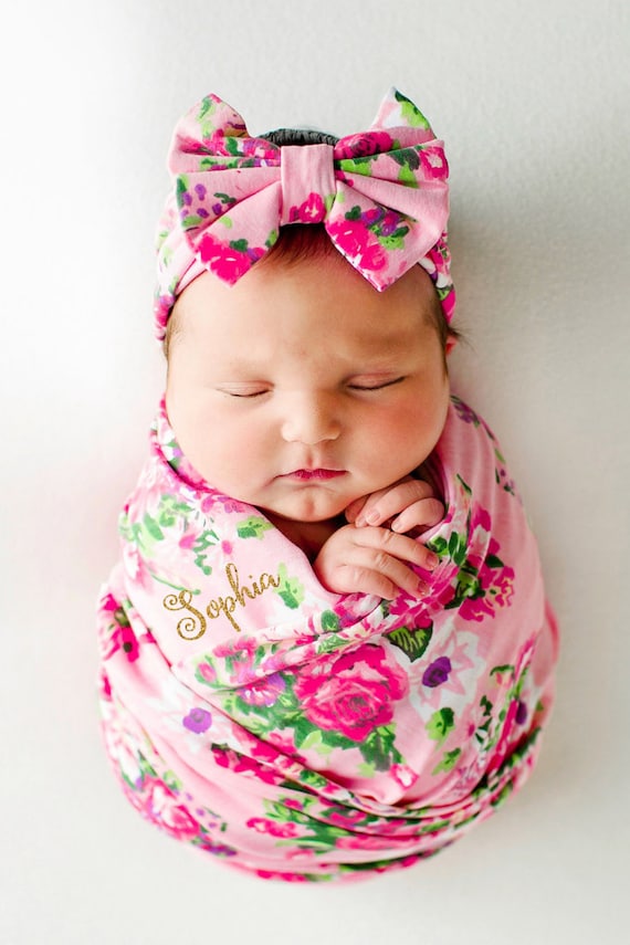 baby girl swaddle with headband