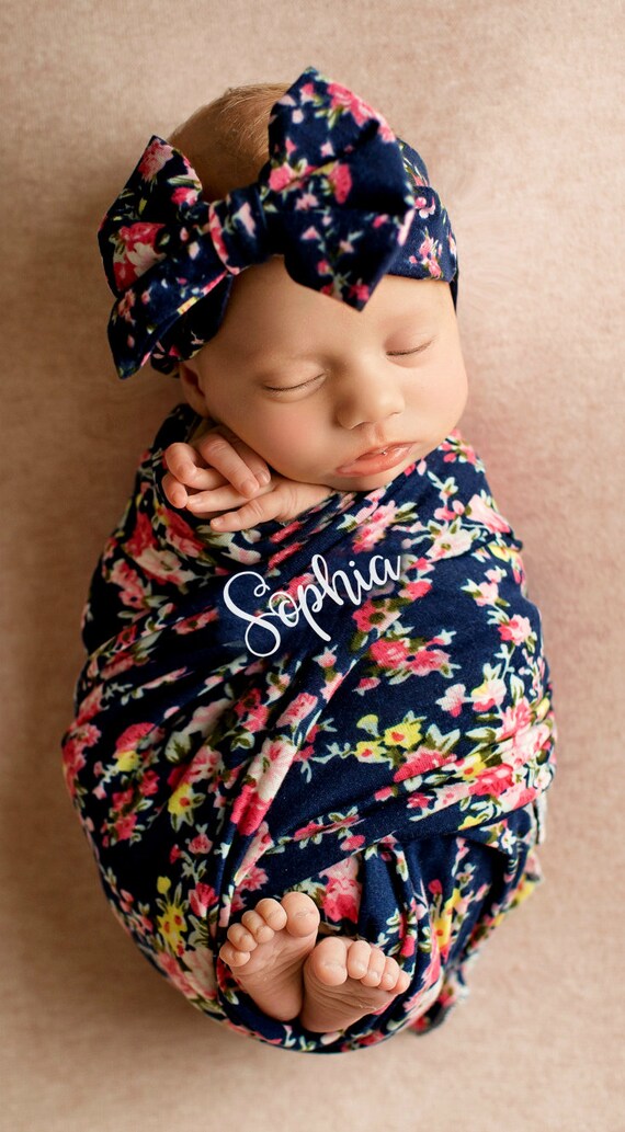 personalized baby girl swaddle