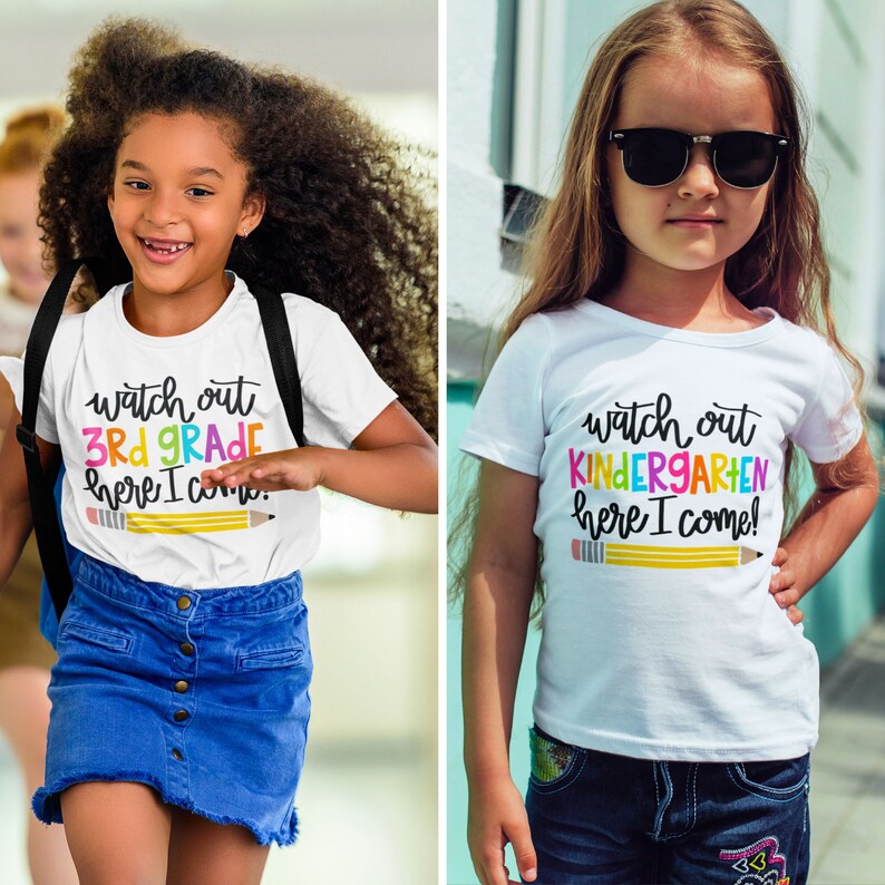 First Day of Kindergarten Shirt, Back to School Shirt, 1st Day of School Preschool Graduation Shirt Girl, First Grade image 5